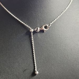 N86 18k White Gold over 925 Silver 22" Adjustable Rope Chain